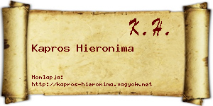 Kapros Hieronima névjegykártya